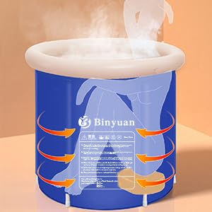 Bañera Inflable Plegable Hidroterapia Plástico Azul Espacio Pequeño para Adultos