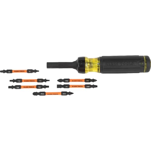 Klein Tools - Destornillador de carraca de múltiples bits, 32313HD, herramienta de impacto 13 en 1, con 6 puntas de doble extremo y destornillador de tuerca de 0.6 cm
