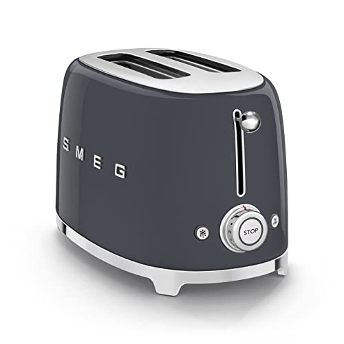 SMEG tostador estética de estilo retro de los años 50 de 2 rebanadas en gris pizarrón