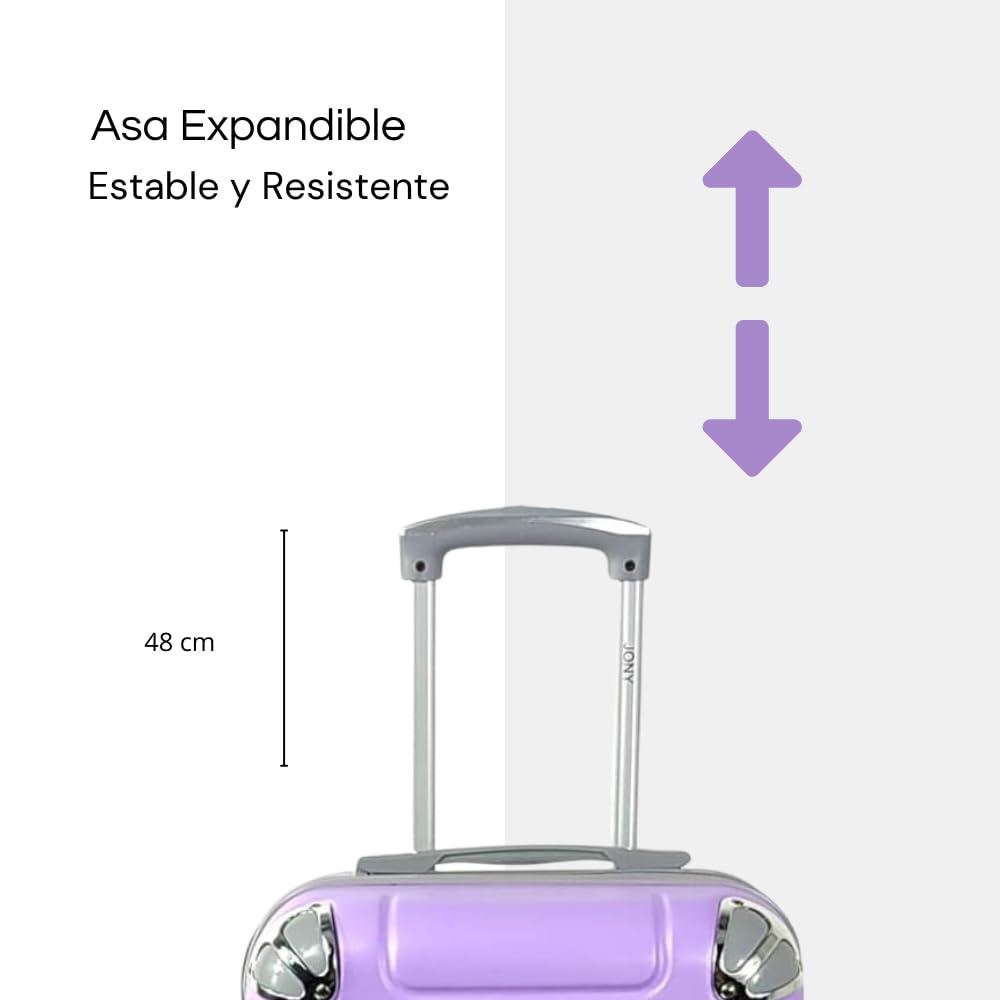 Maleta de Mano JONY Carry On Rigida Resistente Ruedas Giratorias 360 Mango Expandible ABS Candado de Seguridad (Lila)