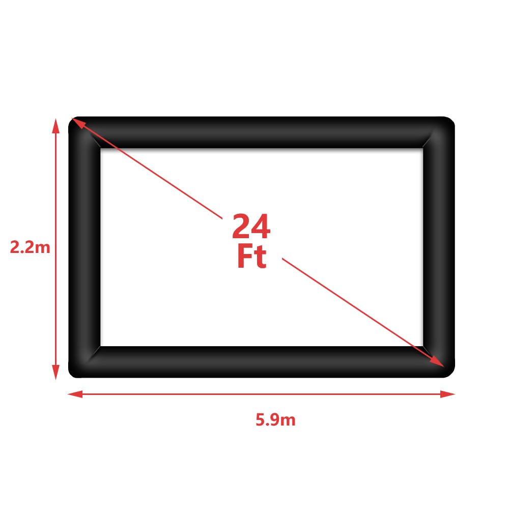 Proyector Inflable para Exteriores, Visualización Inflable de Película de 24 Pies para Exterior, Pantalla de Película Inflable Al Aire Libre, Pantalla Inflable para Proyector Portátil