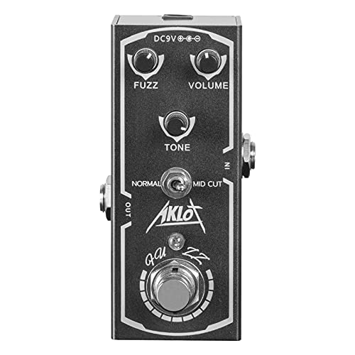 AKLOT Pedal de guitarra Fuzz, pedal de efectos eléctricos, mini tipo único DC 9 V True Bypass