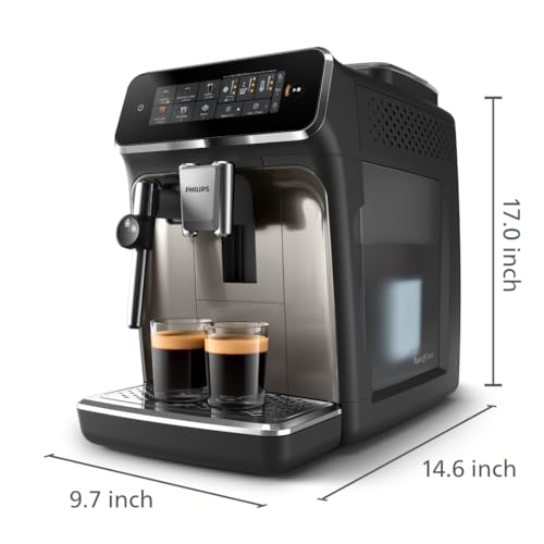 Máquina Espresso Automática Philips Serie 3300 Cromo Negro con Pantalla Táctil y Espumador Clásico de Leche