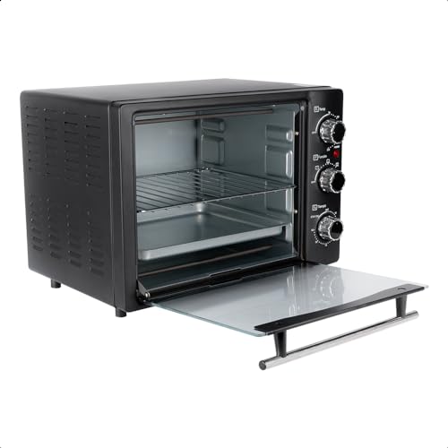 DAEWOO Horno tostador de 20 L Daewoo DOT-1657 con control de temperatura ajustable y temporizador y puerta de vidrio templado