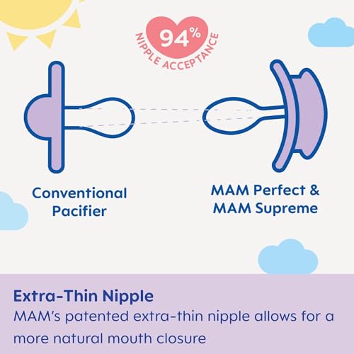 MAM Perfect Night 2 Piece Baby Pacifier, Unisex, 0-6 Months