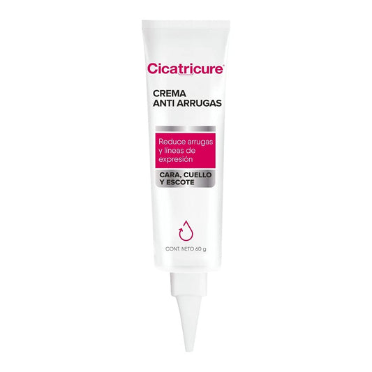 CICATRICURE - Crema Anti-Arrugas. Reduce arrugas y líneas de expresión en cara, cuello y escote, hidrata y contrarresta signos de envejecimiento, presentación de 60g