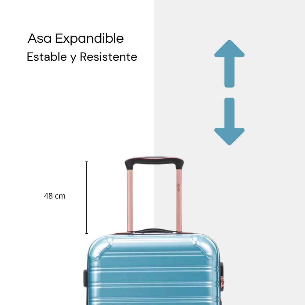 Maleta de Mano JONY Carry On Rigida Resistente Ruedas Giratorias 360 Mango Expandible ABS Candado de Seguridad (Aqua)