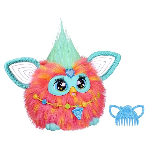 Furby Coral Peluche Electrónico Interactivo, Habla, Canta, se Ilumina y responde a su Voz, con 15 Accesorios de Moda para niños y niñas de 6 años en adelante.