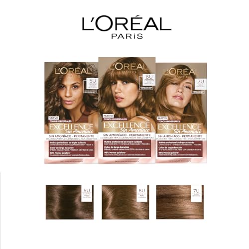 Pack de 2 Tintes sin Amoniaco L'Oréal Paris Excellence Tono 6U Chocolate - ¡Color Intenso y Duradero para un Cabello Radiante!