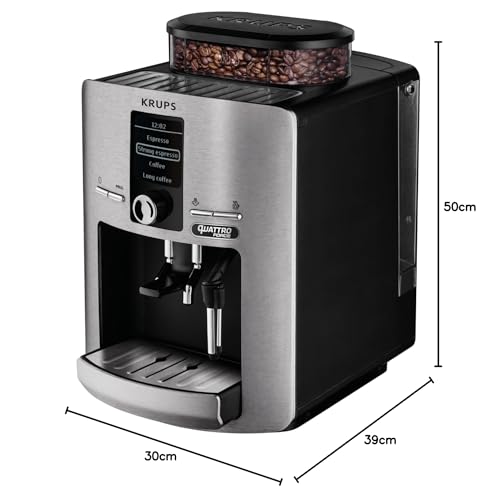 KRUPS Espresseria Súper Automática Quattro Force, diseño compacto, obteniendo el mismo sabor delicioso del café. Capacidad 1.7L, EA82FBMX