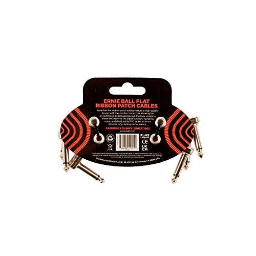 Cable de Conexión de Cinta Plana Ernie Ball Rojo 3-Pack