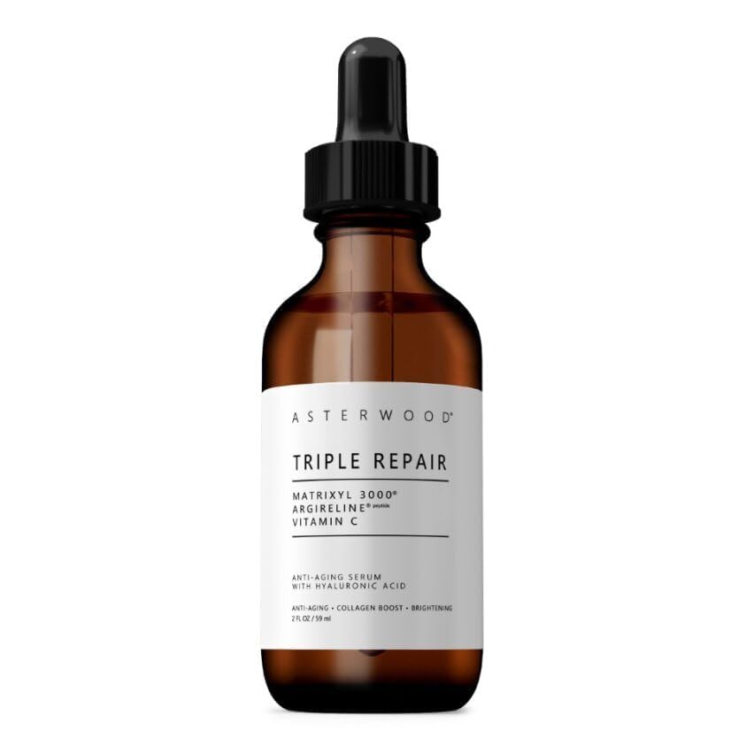 ARGIRELINE Peptide 1 oz Serum with Organic Hyaluronic Acid - Anti Wrinkle, Anti Aging - Genuine Lipotec Argireline - Skin Relaxer - ASTERWOOD NATURALS - Glass Bottle