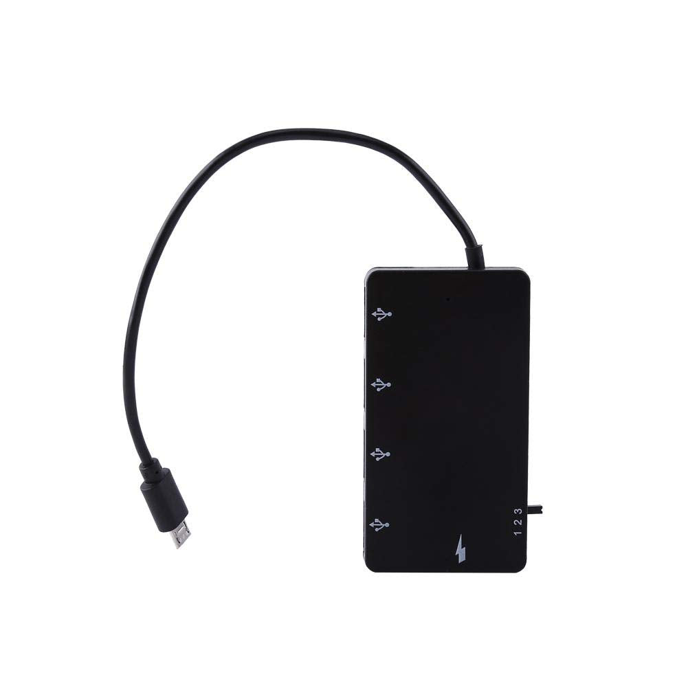 Adaptador OTG Tangxi Negro 4 Puertos USB 2.0 HUB con Lector de Tarjetas