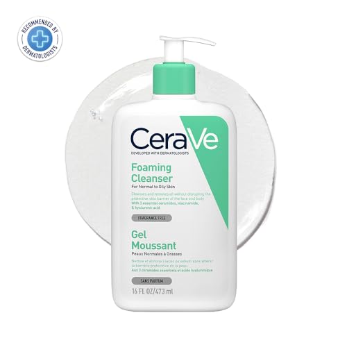 CeraVe Gel Limpiador Espumoso Diario para Piel Mixta, Grasa o con Acné 473ml