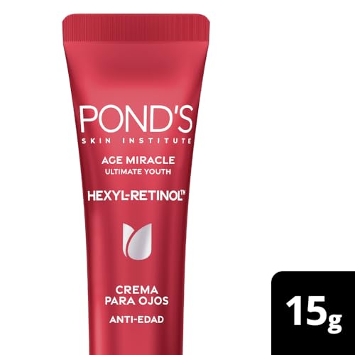 PONDS Crema para Ojos Age Miracle Ultimate Youth con Hexyl-Retinol para una piel más firme, luminosa y joven, ayuda a reducir arrugas, bolsas y ojeras 15 ml