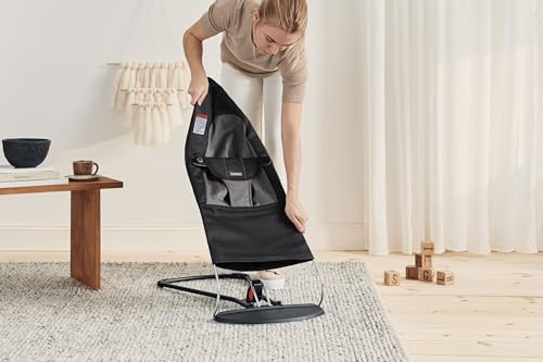 BabyBjörn Silla Mecedora para Bebé Balance Soft, Tejido, Negro/Gris oscuro