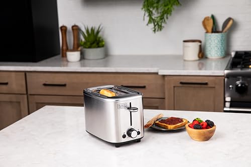 BLACK+DECKER Tostadora de Dos Rebanadas, Ranuras Extra Anchas, Ideal para Bagels y Congelados, TR0012SS-LA