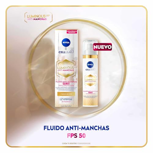 NIVEA Cellular LUMINOUS630 Fluido Facial Aclarador FPS50 | Anti-manchas y Ácido Hialurónico