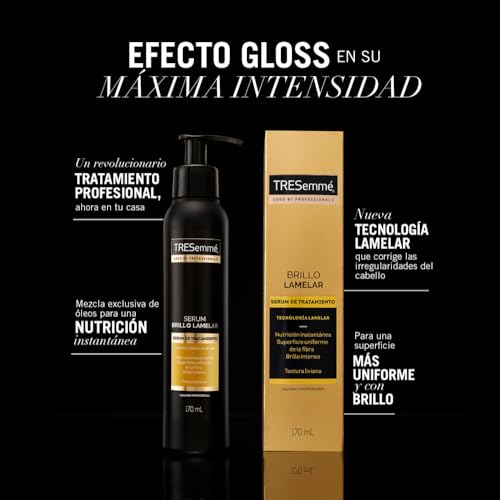 TRESemmé Sérum Capilar Brillo Lamelar, corrige las irregularidades de la fibra capilar dejando un cabello hidratado, suave y con efecto gloss instantáneo* 170 mL