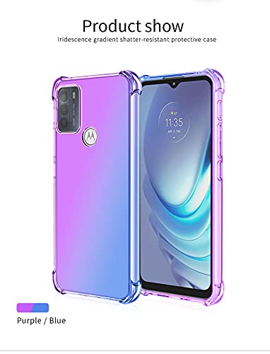 DABUNA Funda para Moto G60 y G40 Fusion Case Uso Rudo,Transparente Colores Degradados Protectora de Cámara Anticaída Carcasa Bumper(Púrpura Azul)
