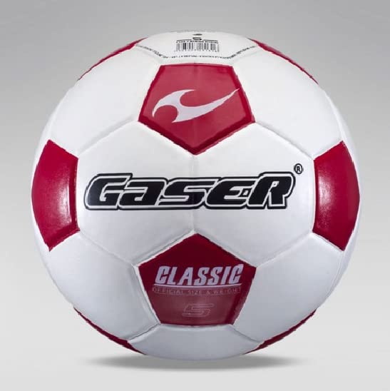 Gaser Balón Futbol Classic Laminado Mate (No. 4, Blanco con Rojo)