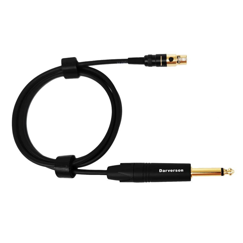 Darverson Cable mini XLR de 3 pines a 1/4 de guitarra para transmisor AKG con conector chapado en oro