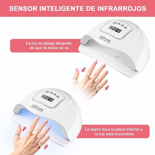 VOICEPTT - Lámpara UV para Uñas, 80W 36LED Secador de Uñas Profesional UV Lámpara de Uñas LED con 4 Ajustes de Temporizador, Pantalla LCD