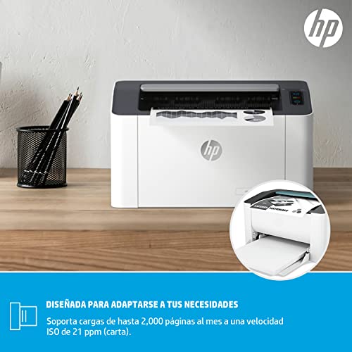 HP Impresora Laser 107w, Láser, Impresión en Negro, Wi-Fi, USB, Impresión y escanéo Smart App, Apple Air Print, Bandeja de 150 Hojas, Pantalla LED (4ZB78A)
