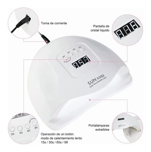 VOICEPTT - Lámpara UV para Uñas, 80W 36LED Secador de Uñas Profesional UV Lámpara de Uñas LED con 4 Ajustes de Temporizador, Pantalla LCD