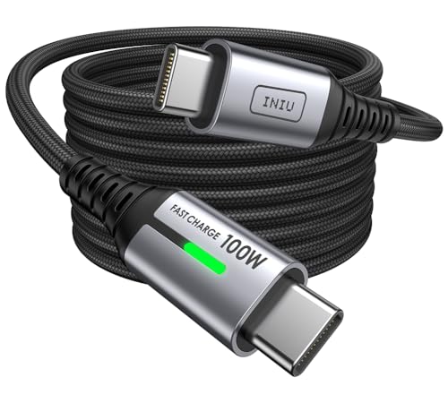 INIU Cable USB C a USB C 100W, 2m Cable PD 5A QC 4.0 Carga Rapida, Cargador USB Tipo C Nylon para iPhone 16 15 MacBook Pro 2020 Samsung S23 Ultra S22 iPad Air Google Pixel Switch Steam Deck, ect