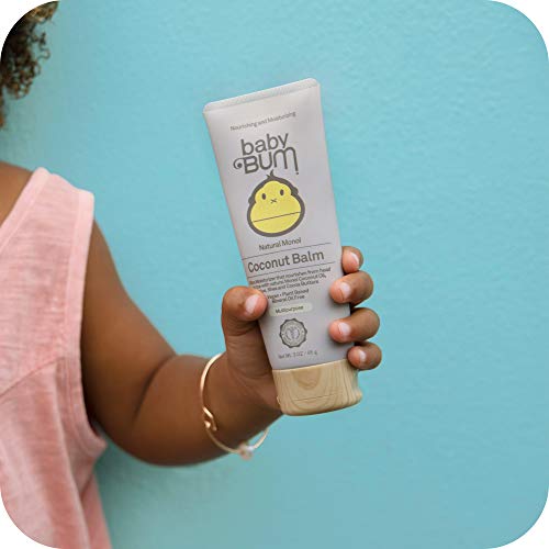 Baby Bum Natural Monoi Coconut Balm- 100% Natural Coconut Oil - Sensitive Skin Safe - Travel Size - 3 oz Tube