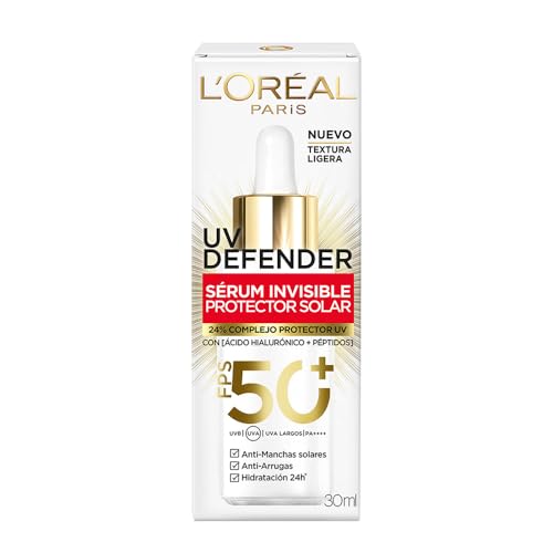 L'Oréal Paris Sérum Protector Solar Invisible FPS 50+ anti-manchas y lineas de expresión, 30ml