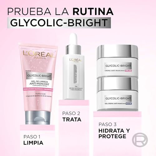 L'Oréal Paris Gel de Limpieza Anti-manchas Glycolic Bright con Ácido Glicólico y Niacinamida todo tipo de manchas, 150ml