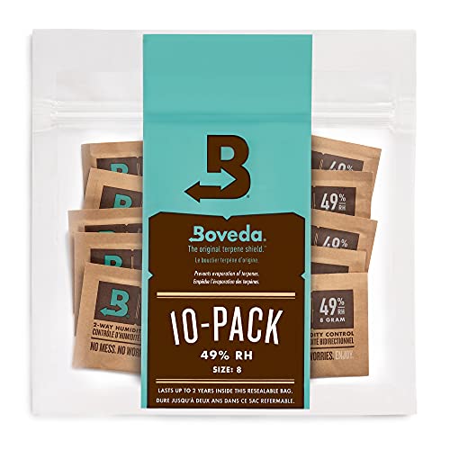 Boveda - Bolsitas para empaquetar y almacenar productos sensibles a la humedad | Control doble de la humedad - 49% HR | Tamaño 8 para un máximo de 30 g | Pack de 10 en bolsa hermética