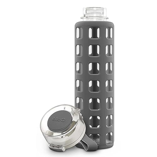 Ello Syndicate Botella de vidrio con tapa abatible para agua, 591 ml, sin BPA