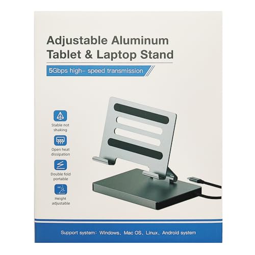 iPad Pro USB C Hub Stand, 9-in-1 Adapter for iPad Pro M4 M2 13 12.9 11 Inch Docking Station Foldable with 4K 60Hz HDMI, RJ45 Gigabit Ethernet, SD/TF Card Reader, 3 USB 3.0, 3.5 mm Audio, iPad Air