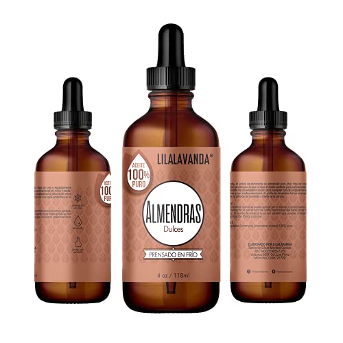 LilaLavanda - Aceite de Almendras Dulces 100% Puro y Prensado en Frío | Sin Fragancia, Ideal para Masajes y Aromaterapia | Portador de Aceites Esenciales | 118 ml