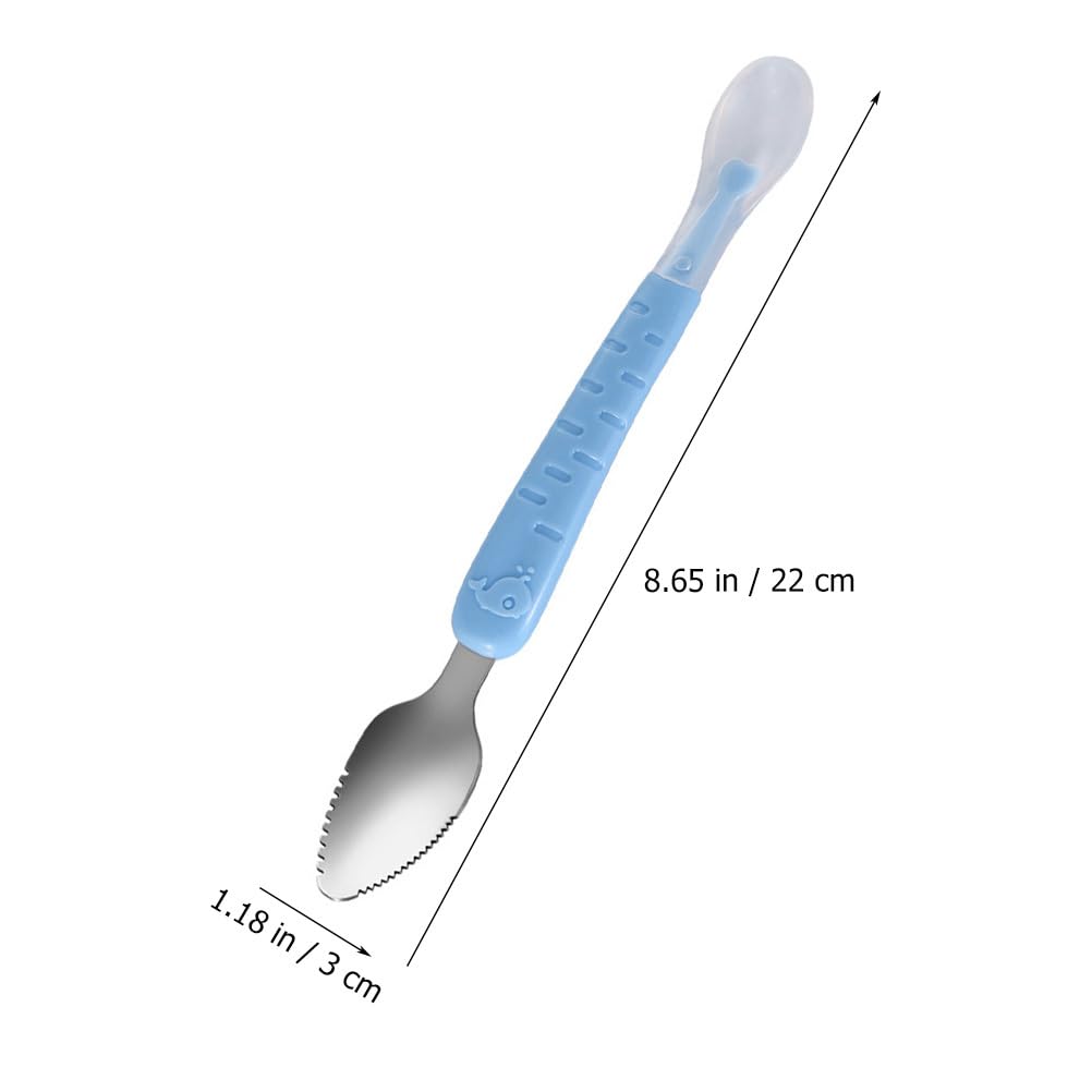Hemoton Cuchara de cena de acero inoxidable 304, espátula de doble cabeza, cuchara de alimentación para bebés, espátula para bebés, cuchara complementaria para alimentos para bebés, cuchara para bebés
