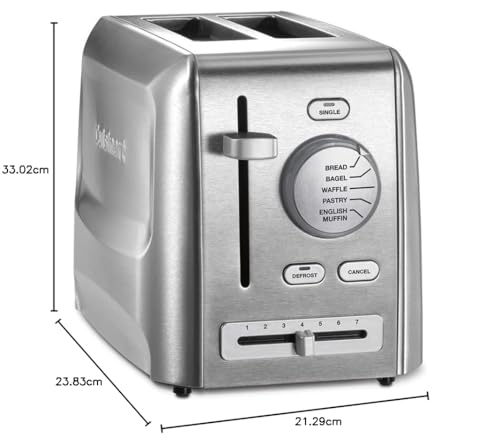 Tostador dos panes de acero Cuisinart CPT-620, Compacto, Plata