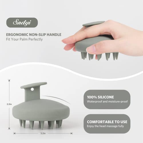 Sndyi Cepillo Champú Masajeador del Cuero Cabelludo de Silicona, Cepillo Exfoliante del Cuero Cabelludo para la Eliminación de la Caspa, Cepillo para el Crecimiento del Cabello (Verde Oliva)