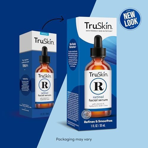 TruSkin RETINOL Serum for Wrinkles, Fine Lines, contains Vitamin A, E and Hyaluronic Acid, Organic Green Tea, Jojoba Oil, BEST Anti Wrinkle Facial Serum,1oz