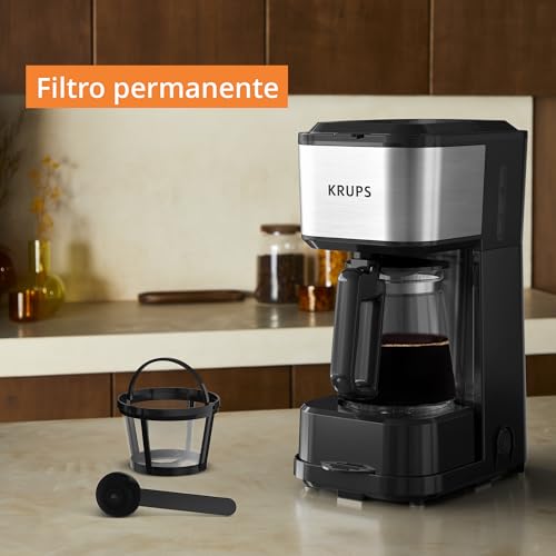 Cafetera de Filtro KRUPS Simply Brew 4 en 1 Plata con Filtro Permanente y Goteador