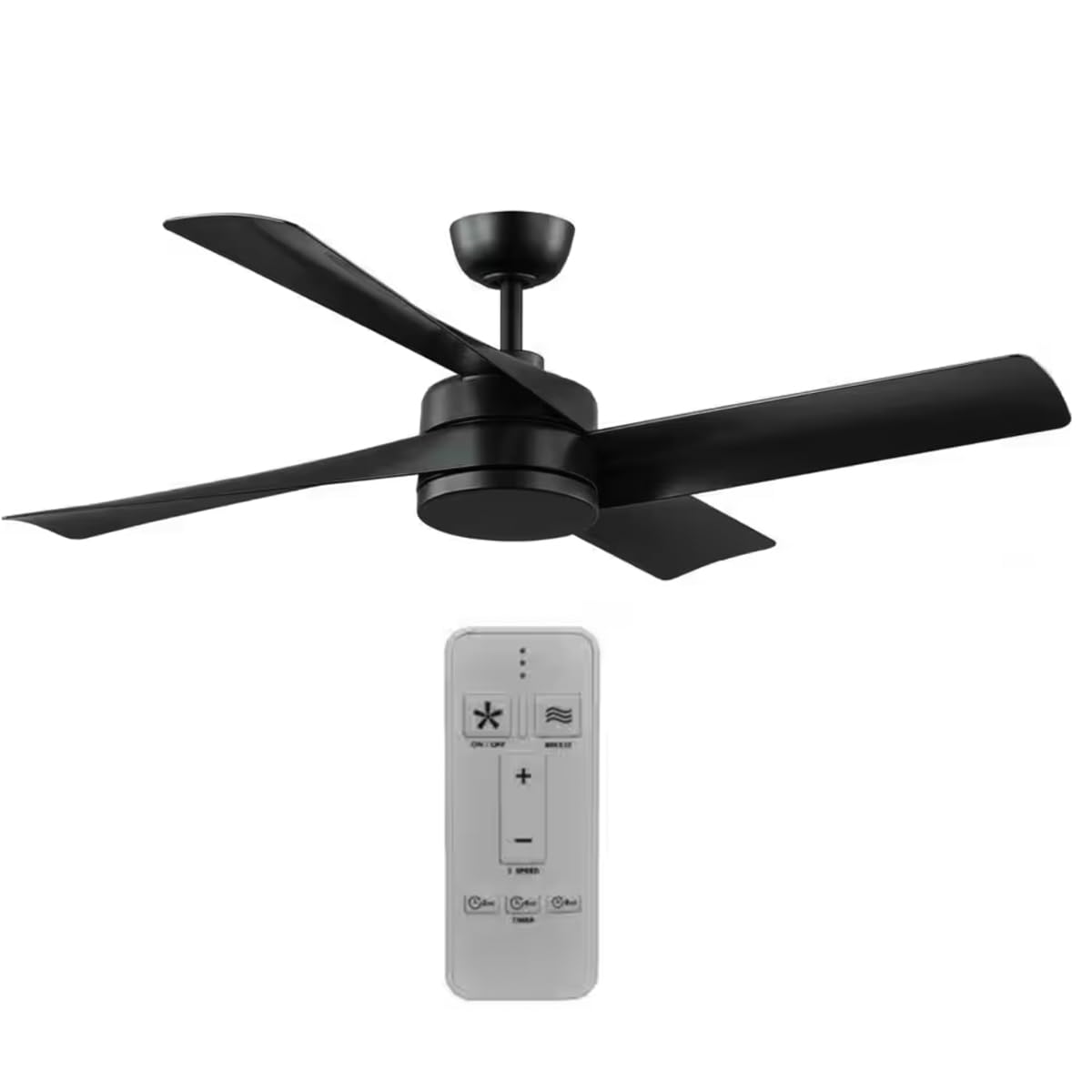 LUTEMA Ventilador De Techo | Acabado Negro Mate | Para Interiores/Exteriores | 52 Pulgadas | Diseño Con Aspas De Roble Tupelo | Temporizador | 3 Velocidades | Control remoto
