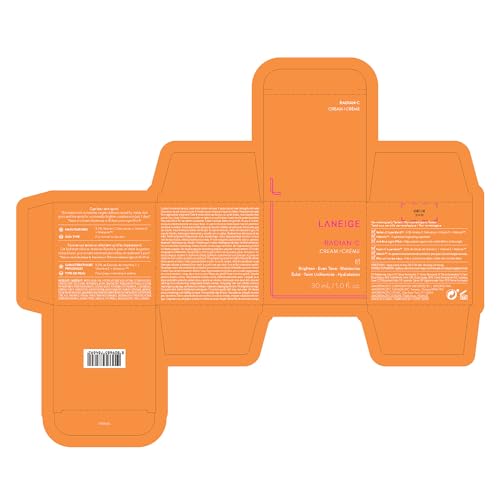 LANEIGE Radian-C Cream: Hydrate, Visibly Brighten & Reduce Look of Dark Spots with Vitamin C EAE & Vitamin E, 1.0 fl. oz.