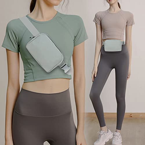 Cangurera Deportiva, Riñoneras Deportiva con Tela Impermeable de Amplia Capacidad, Bolsas de Crossbody Cinturón de Viaje de Seguridad para Pasaporte, Efectivo y Tarjetas,Cinturón Ajustable (Gris)
