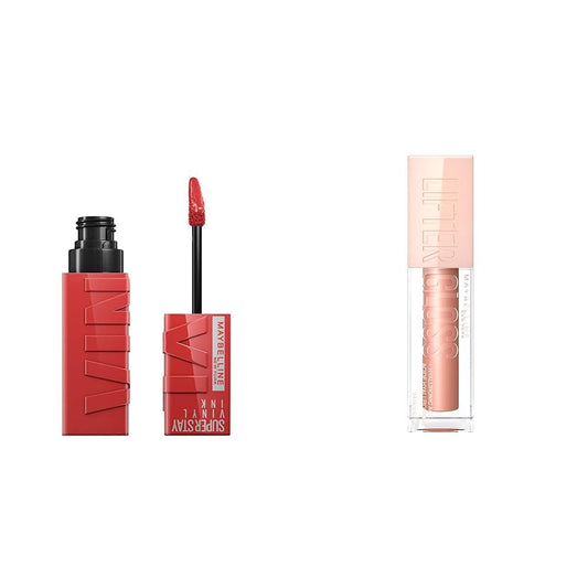 Labial líquido brillante Maybelline Super Stay Vinyl Ink Peachy + MAY LIFTER GLOSS STONE