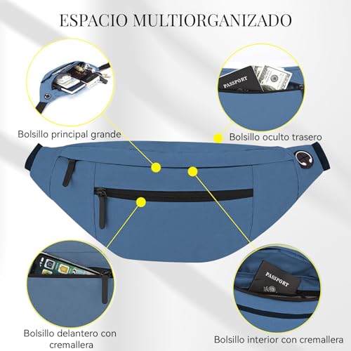 CXJYSD Riñonera de casual para hombres y mujeres,correa de hombro ajustable multifuncional,bolso cruzado con 4 bolsillos con cremallera, adecuado para hacer ejercicio,correr (azul marino-04)