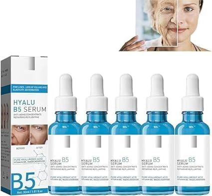 Suero facial Hyalu B5 de ácido hialurónico puro 5 Pcs | Sérum antiarrugas y antienvejecimiento | Hidratante y humectante | 30ml/1.01fl.oz