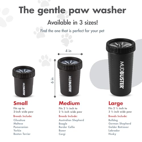 Dexas MudBuster - Limpiador portátil para patas de perro, mediano, negro mate, edición especial (PW71025-22WP)