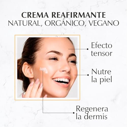 Dúo Cuidado Facial Reafirmante 100% Natural, Orgánico, Vegano, Antiedad, Hidratante, Alisa, Repara Flacidez, con Macadamia, Rosa Damascena y Aceite de Argán
